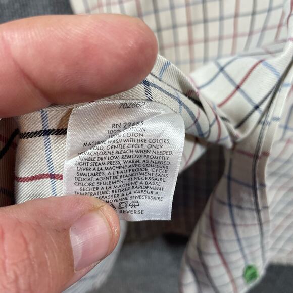 Pendleton Broadway Cloth Button Shirt Men's L Cream Red/Blue Check Long Sleeve - Picture 10 of 12